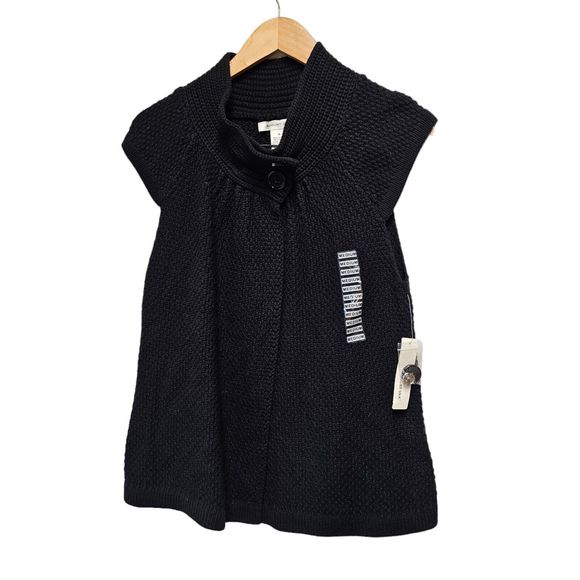 AUGUST SILK Sweater Cap Sleeve Cardigan Chunky Button MEDIUM - Picture 4 of 5